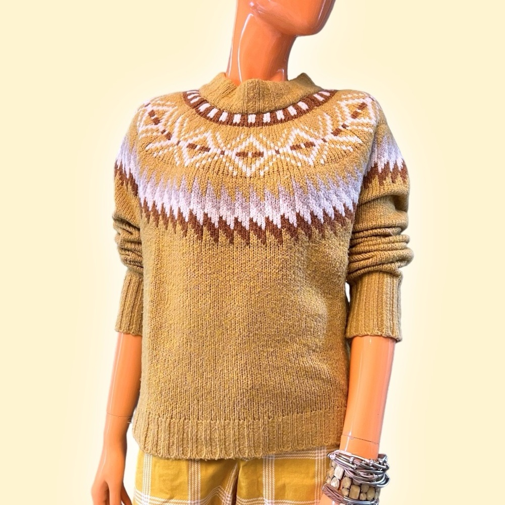 AMERICAN EAGLE Cotton Blend Fair Isles Knit Sweater